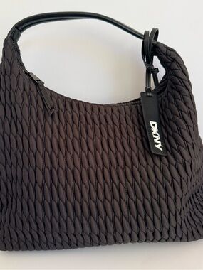 DKNY Black Quilted Hobo Shoulder Bag